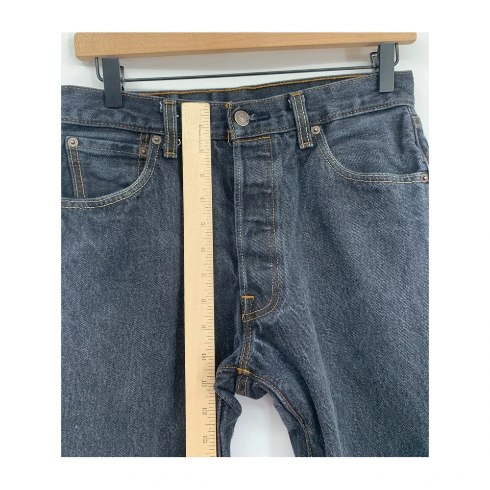 Levis 501 Jeans Mens 28x27 Black Button Fly Straight Fade Distressed (Tag 31x30)